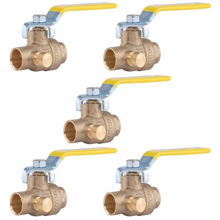 HAUSEN 1/2" FP Ball & Waste Valve SWT 500 PSI LF, 5PK HA-BV107-5